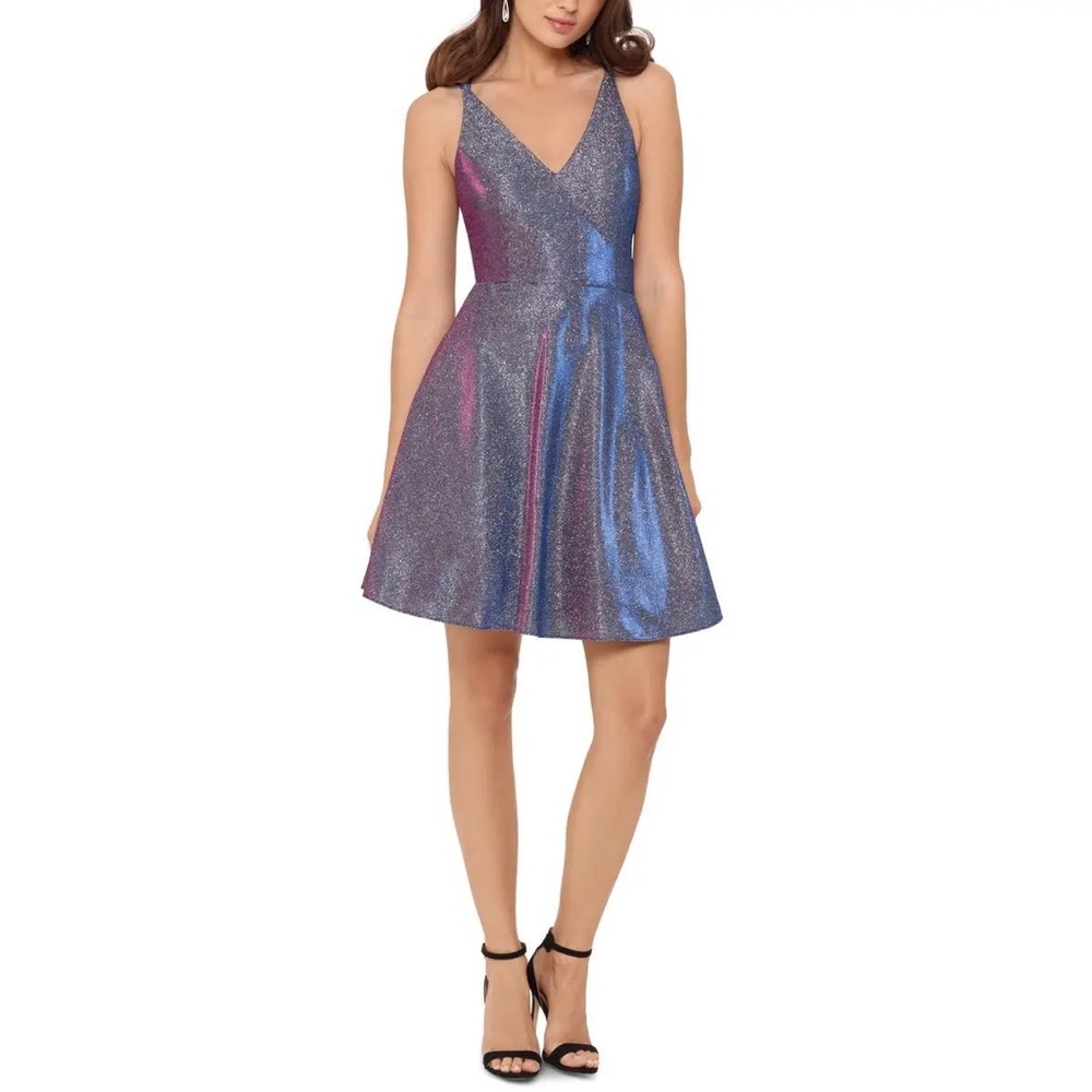 xscape women’s glitter metallic party dress